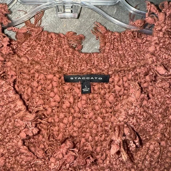 Staccato Distressed Rust Colored Sweater, women’s size large - Picture 3 of 4